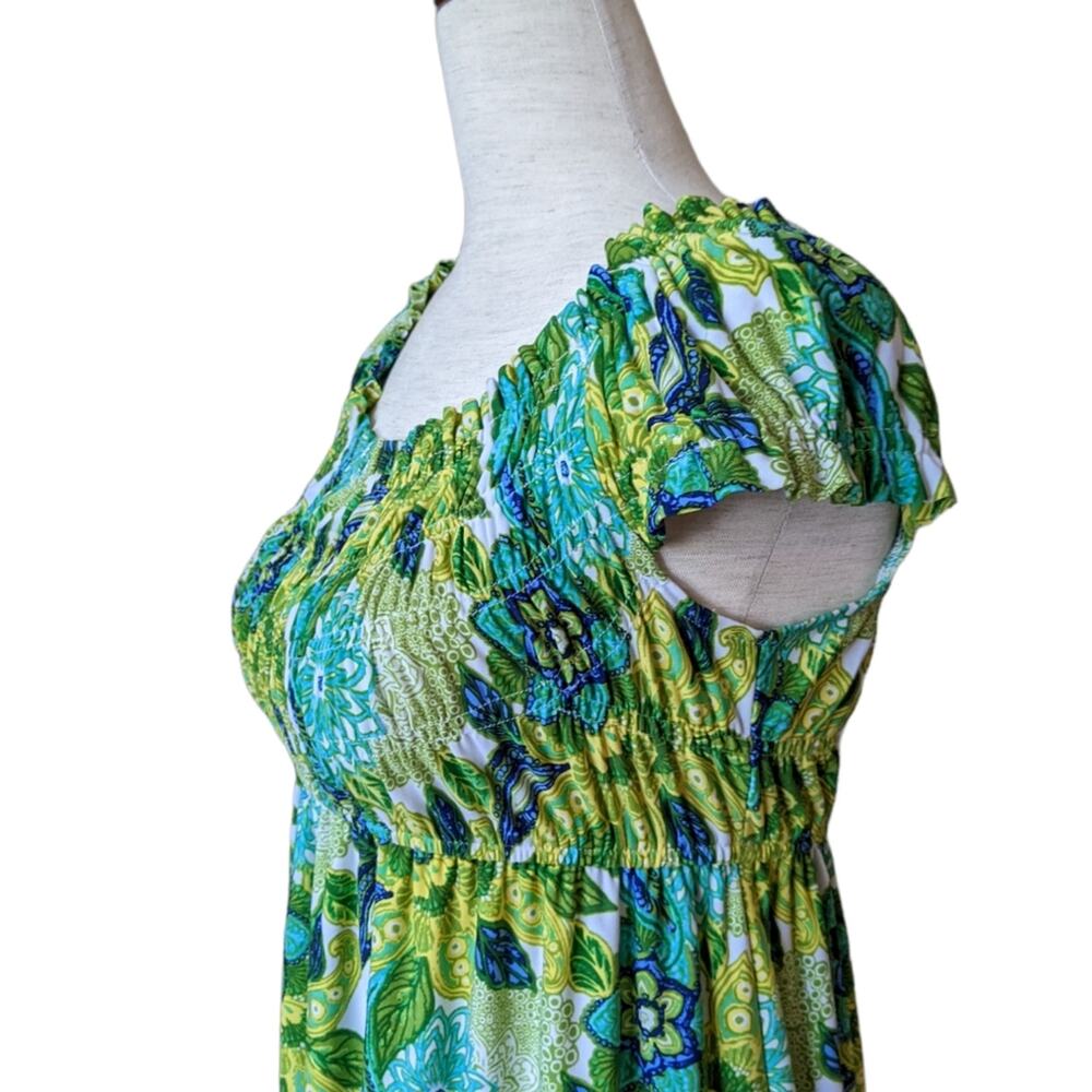 London Times Shirred Floral Print Dress Size 4 - Picture 5 of 8